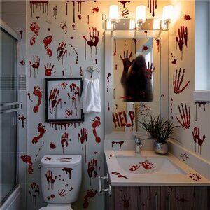 Halloween Bloody Handprint Footprint Window Stickers Wall Stickers for Halloween